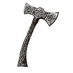 battle axe . Clipart PNG image . Transparent background . Cartoon vector style . Generative AI 