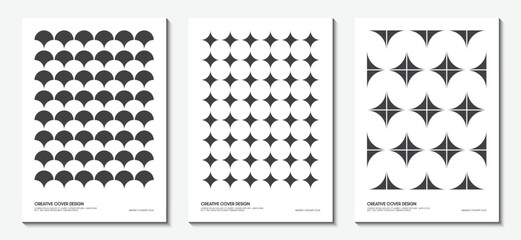 Wall Mural - Posters collection of black and white Bauhaus geometric design templates. Ideas for magazines, brochures and covers. Vector Illustrator EPS.