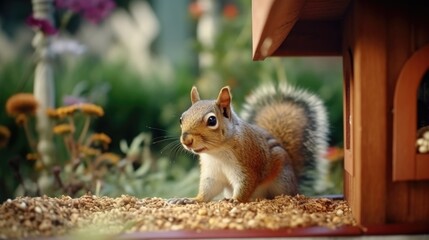 Wall Mural - squirrel eating nut
