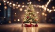 Decorated Christmas tree on blurred background,