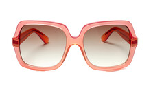 Beautiful Pink Color Oversized Square Sunglasses Isolated On Transparent Background PNG.