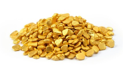 Wall Mural - gold nuggets isolated on a white background