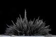 Reaction of iron dust to a magnetic field of a strong neodymium magnet on a black background