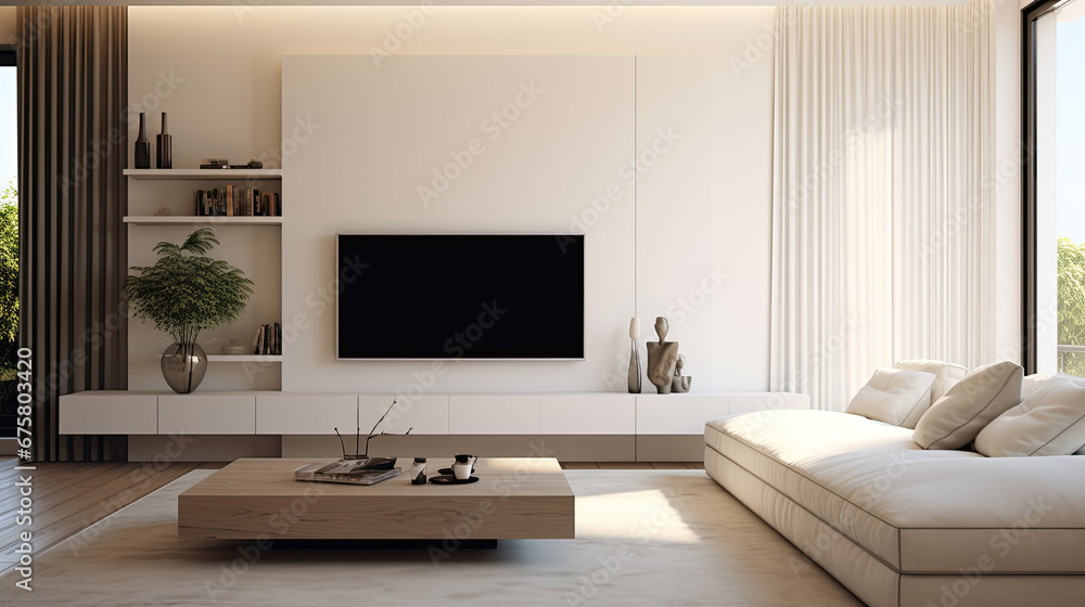 Modern Living Room Interior Design: A Minimalist Style Guide with TV ...