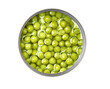 Green peas in a can top view