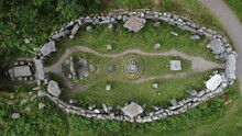 Aerial Top View Of The Historic Druids Temple In Ilton, England