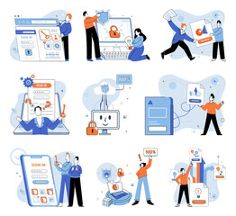 Cyber security vector illustration. Technology advancements have led to increased cyber security concerns Protection against cyber threats is crucial for maintaining safe digital environment