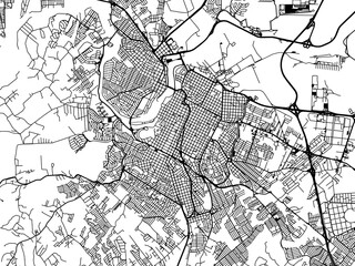 Wall Mural - Vector road map of the city of Piracicaba in Brazil with black roads on a white background.