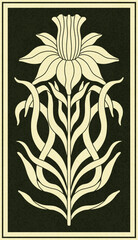 Wall Mural - Floral narcissus plant in art nouveau 1920-1930. Hand drawn narcissus in a vintage style with weaves of lines, leaves and flowers.