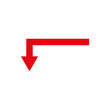 © Siarhei - Wide long red turn arrow. Path direction pointer. Vector illustration and symbol.