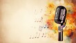 © Anak - retro microphone on night concert background. Generative AI