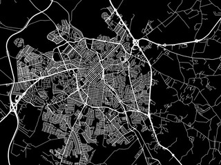 Wall Mural - Vector road map of the city of Limeira in Brazil with white roads on a black background.