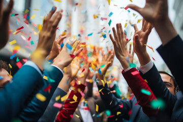 Triumphant Business Team Celebrating Victory