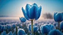 Field Of Frozen Blue Tulips