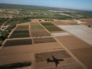 Wall Mural - Aerial view of farmed field near la paz airport before landing in Baja California Sur, Mexico