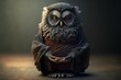 AI generated illustration of a wise owl in a yoga pose - yogi owl