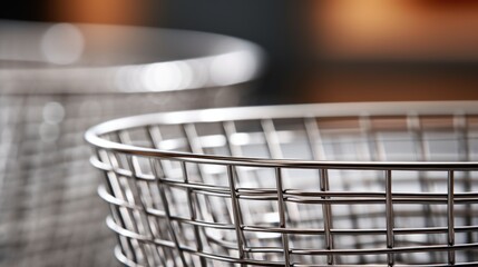 Canvas Print - A close up of two metal baskets, AI