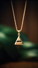 Canvas Print - A gold triangle pendant on a chain, AI