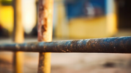 Poster - A close up of a rusty metal fence, AI