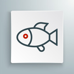 Poster - Line Fish icon isolated on white background. Colorful outline concept. Vector