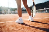 Fototapeta Sport - Closeup of woman playing tennis . AI Generated