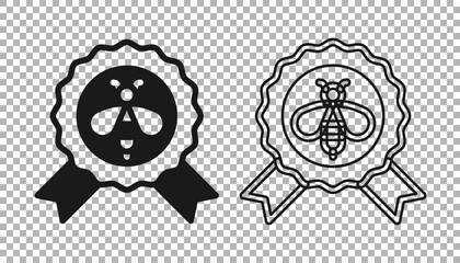 Sticker - Black Best bee icon isolated on transparent background. Sweet natural food. Honeybee or apis with wings symbol. Flying insect. Vector