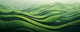 Fototapeta Natura - Generative AI image of the landscape has a wavy feature, in the style of photorealistic compositions, orderly symmetry, light green and green, flickr, layered and textured surfaces, dramatic diagonals