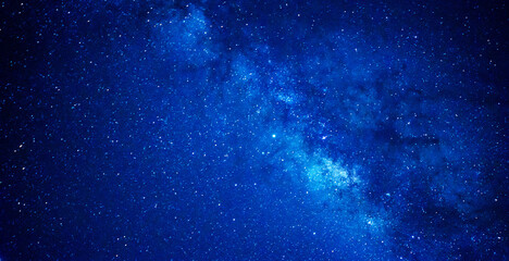 Wall Mural - panorama blue night sky milky way and star on dark background.universe filled with stars, nebula and
