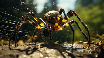 spider on the web HD 8K wallpaper Stock Photographic Image 