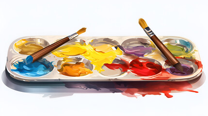 artist brushes and palette