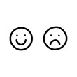 © Павел Костенко - Hand-drawn cartoon doodle happy and sad smiley icon on a white background.