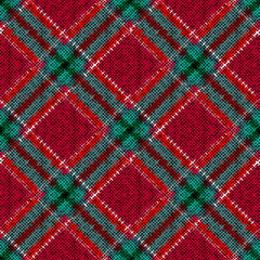 Poster - Patchwork textile pattern. Seamless plaid design background. Merry Christmas cozy pattern.