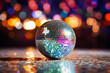 Disco ball emanating radiant lights in a vibrant nightclub setting. ai generative