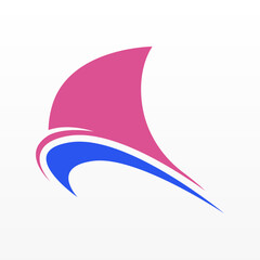 Wall Mural - Sailboat logo design concept. Simple sail logo template