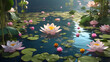 Pink water lilies in a pond