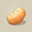 A clean and sleek potato with a textured skin. Flat clean cartoon 2D illustration style