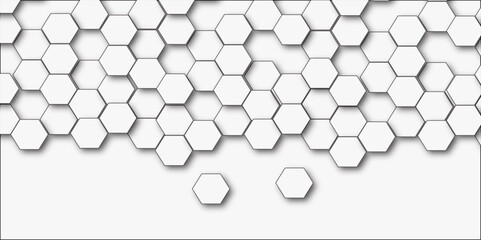 Abstract white background with hexagon and hexagonal background. geometric mesh cell texture. Luxury white pattern with hexagons. Vector illustration.3D futuristic abstract honeycomb mosaic background