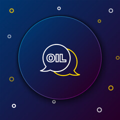 Sticker - Line Word oil icon isolated on blue background. Colorful outline concept. Vector