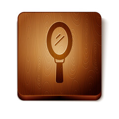 Wall Mural - Brown Hand mirror icon isolated on white background. Wooden square button. Vector