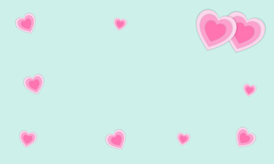Wall Mural - Heart paper cut background.Love symbol vector graphic illustration backdrop wallpaper.Valentine's day, wedding, love, anniversary, , marriage.Pink hearts on green background.