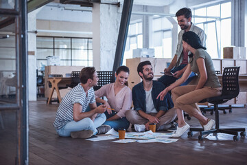 Wall Mural - Young business team working