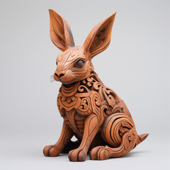 Wall Mural - Wooden sculpture of a hare
