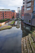 Birmingham, UK - Nov 5, 2023: Buildings along the Worcester and Birmingham Canal