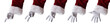 Set numerical gestures with hands of traditionally dressed Santa Claus
