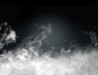 Poster - Realistic dry smoke fog on dark background