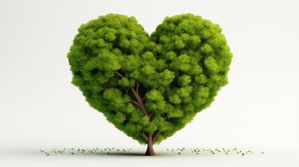 Poster - Tree with heart-shaped and grass. Responsible consumption. Heart made from green leaves. Love of nature. Eco-friendly, ecology and zero waste concept. Isolated on white background