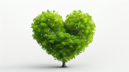 Poster - Tree with heart-shaped and grass. Responsible consumption. Heart made from green leaves. Love of nature. Eco-friendly, ecology and zero waste concept. Isolated on white background