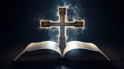 Aufkleber - Cross with the Bible, Jesus Christ, abstract concept