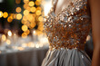 Beautiful women in dress with gold sequins
