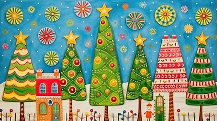 Canvas Print - Christmas tree card